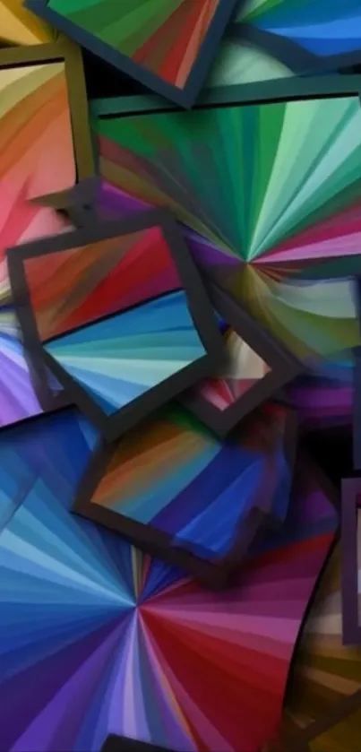 Vibrant geometric abstract art mobile wallpaper.