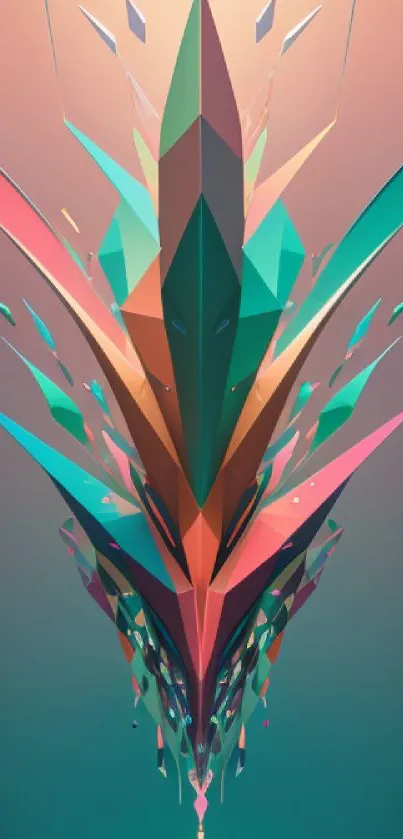 Vibrant abstract geometric mobile wallpaper with teal accents.