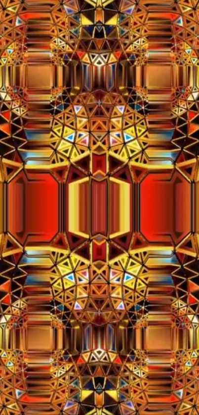 Vibrant geometric art wallpaper with rich golden hues