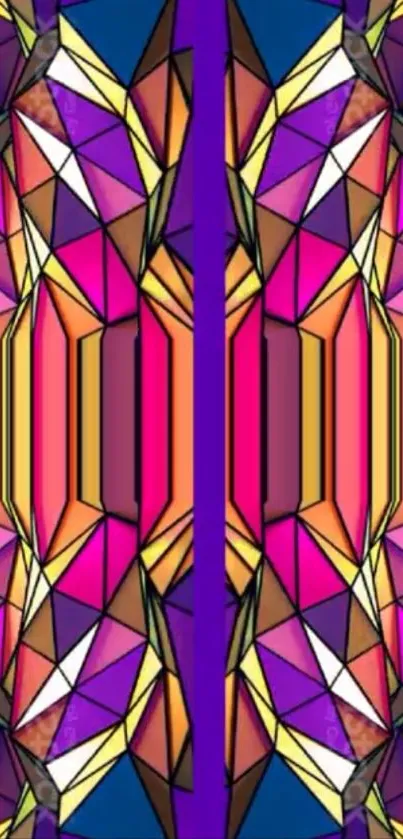 Vibrant geometric art wallpaper with colorful abstract patterns.