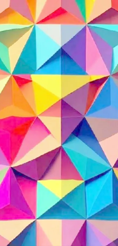 Vibrant abstract geometric art in colorful triangles.