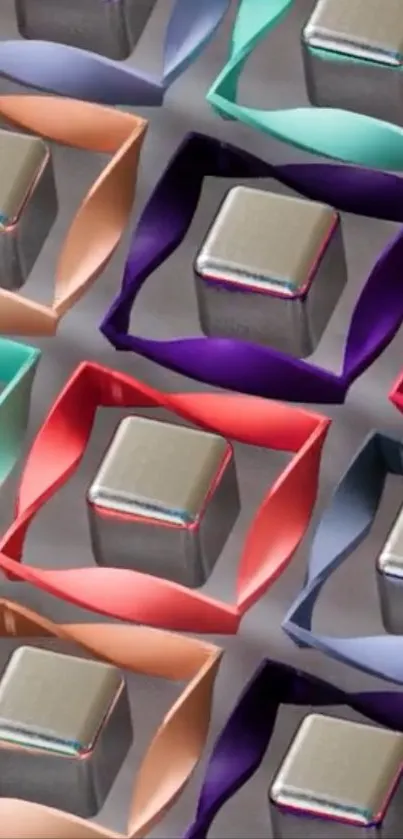 Vibrant geometric art wallpaper with colorful abstract patterns.