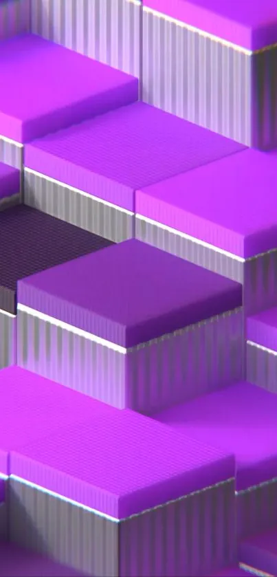Purple geometric 3D blocks wallpaper.