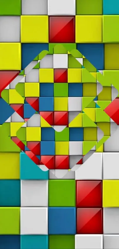 Colorful geometric blocks with 3D cubes.