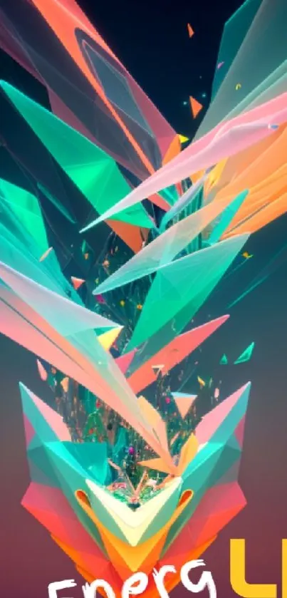 Vibrant geometric abstract wallpaper with colorful shapes.