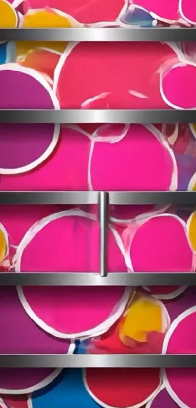 Vibrant geometric circles with bright colors and artistic design.