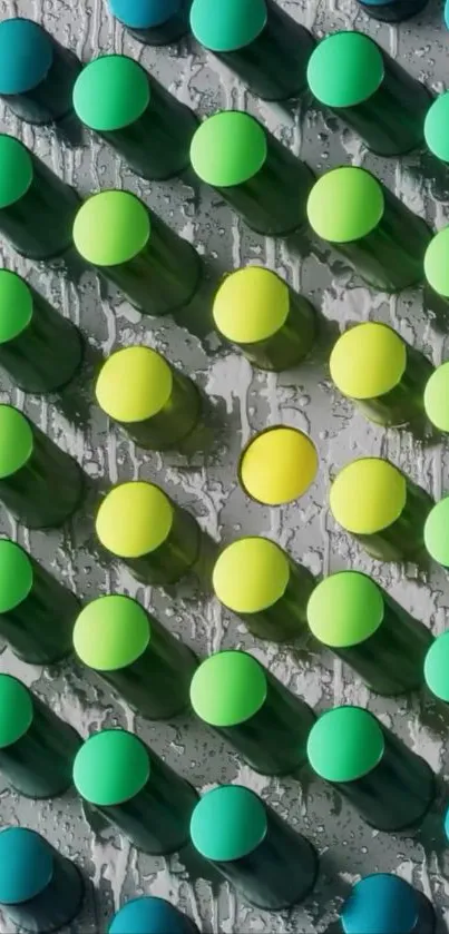 Colorful geometric circles wallpaper in green and yellow hues.