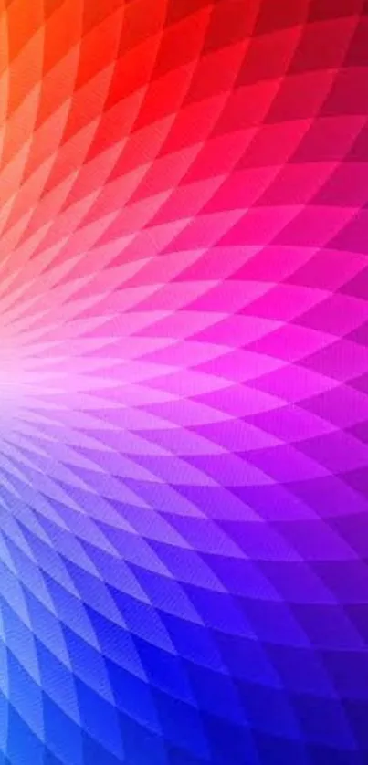 Vibrant geometric pattern wallpaper with colorful gradient.