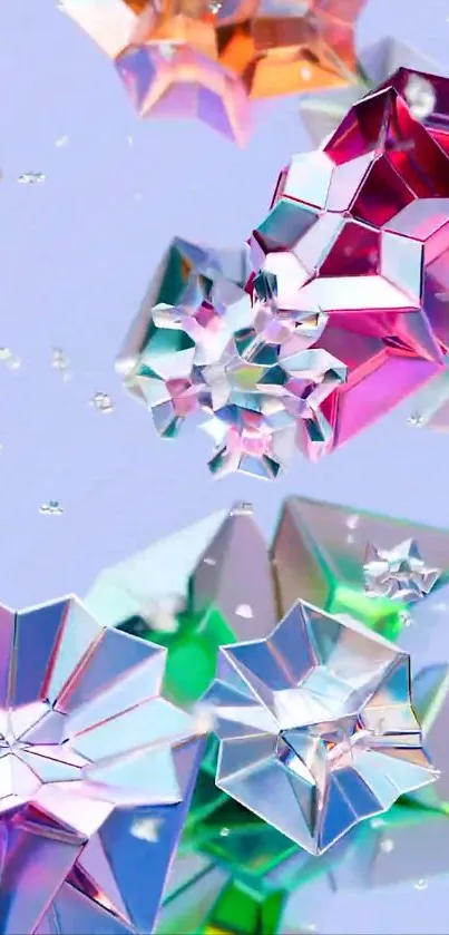 Colorful geometric crystal wallpaper art