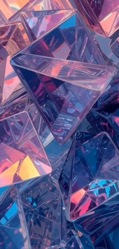 Colorful geometric crystal art with blue dominant color.