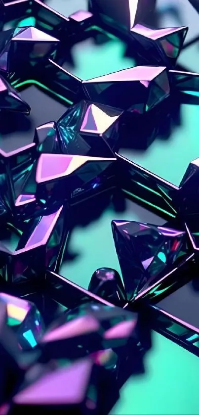 Vibrant geometric crystal mobile wallpaper.