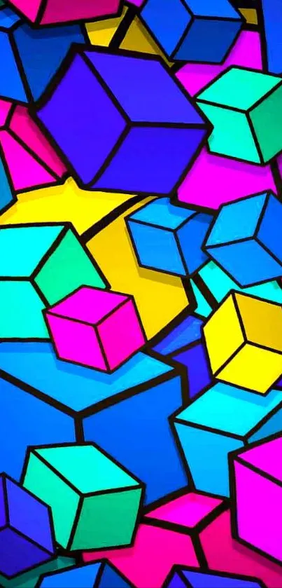 Vibrant geometric cube art in vivid colors