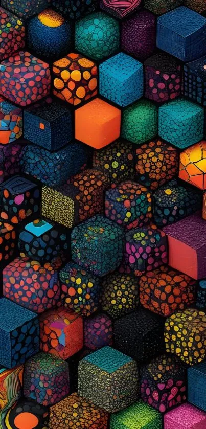 Vibrant geometric cube art for mobile wallpaper.