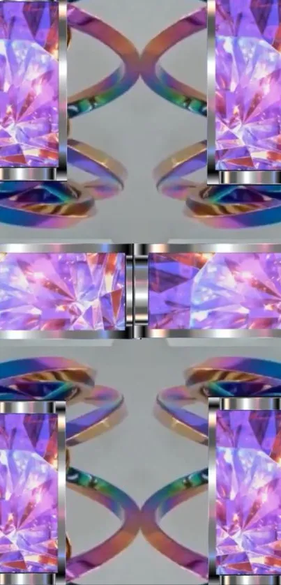 Vibrant geometric wallpaper with gemstones art.