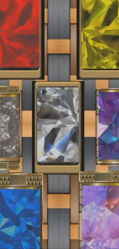 Geometric gemstone pattern on mobile wallpaper.