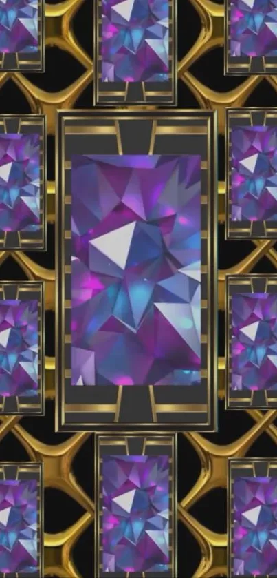 Vibrant geometric gemstone wallpaper design