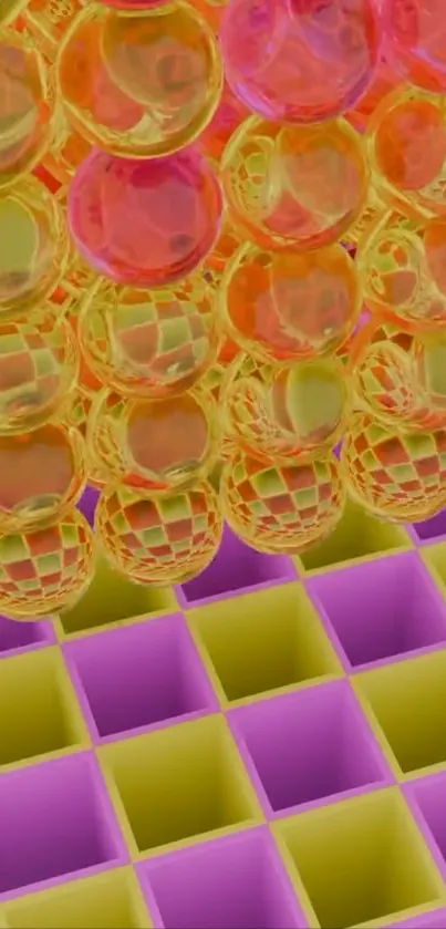 Colorful abstract geometric design with glass spheres.