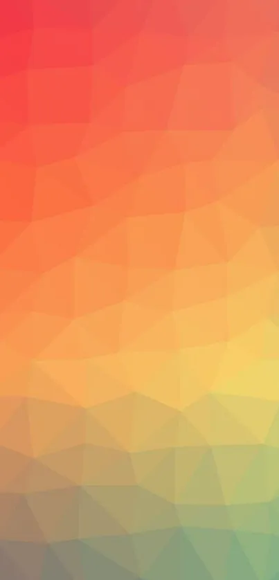 Vibrant geometric gradient wallpaper with red and orange hues.