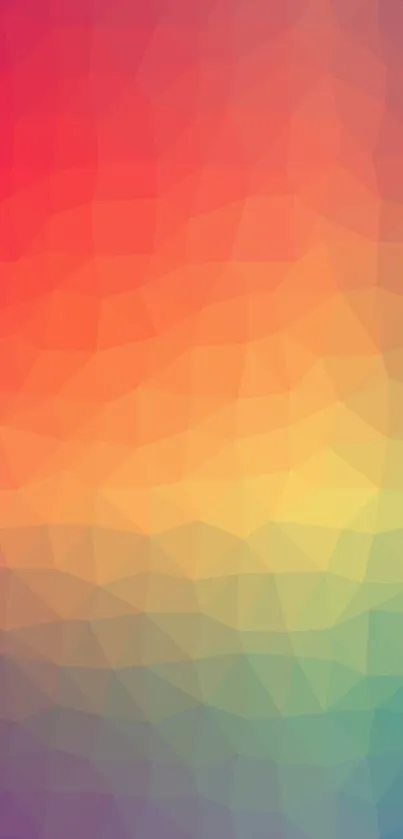 Colorful geometric gradient wallpaper with warm and cool hues.