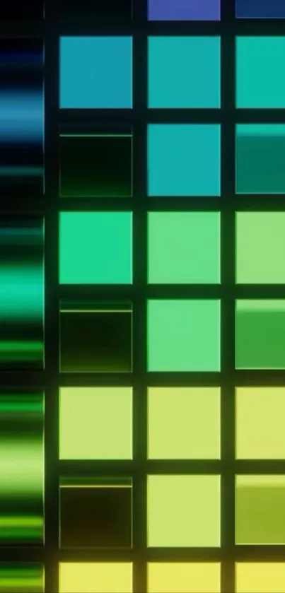 Vibrant geometric green and yellow mobile wallpaper.