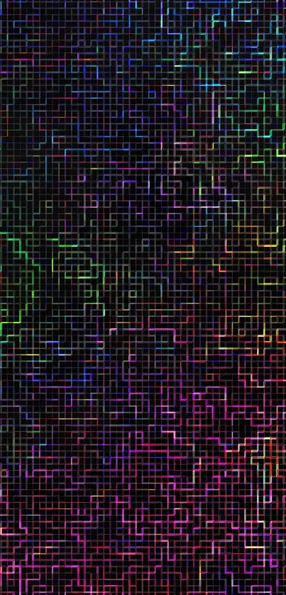 Vibrant geometric grid wallpaper with colorful spectrum hues.