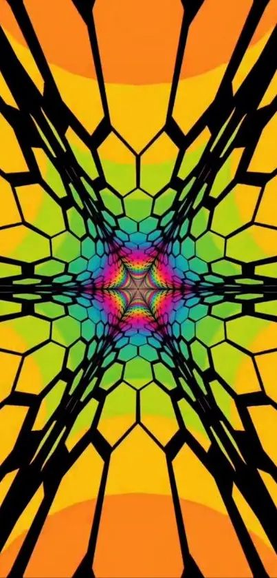 Colorful geometric kaleidoscope pattern wallpaper