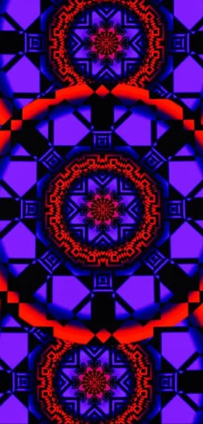 Vibrant geometric kaleidoscope patterns with bold colors