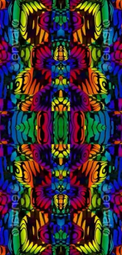 Vibrant geometric kaleidoscope wallpaper design.