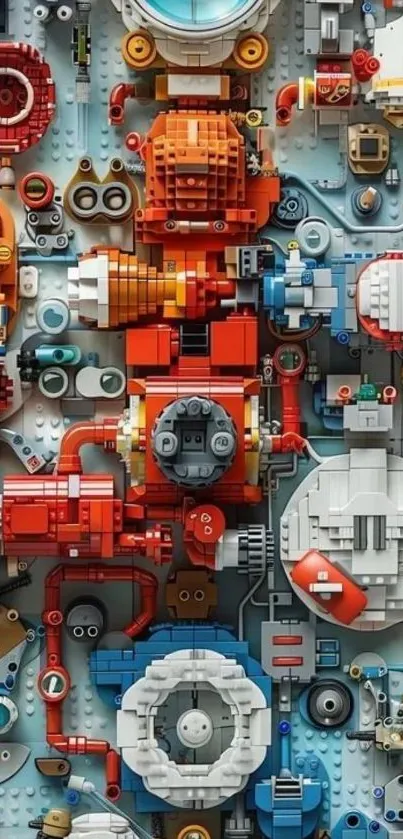 Vibrant Lego art mobile wallpaper design.