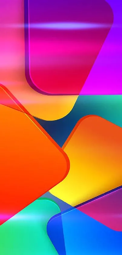 Vibrant geometric shapes in colorful hues on mobile wallpaper.