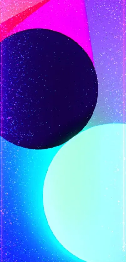 Vibrant geometric wallpaper with two circles and gradient background.