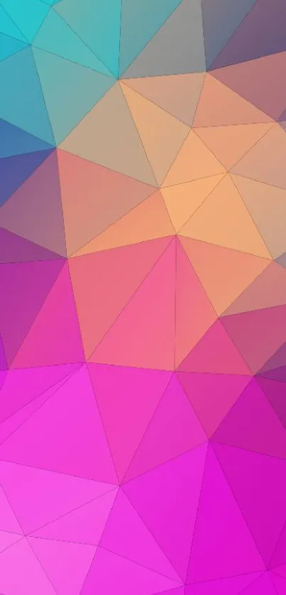 Vibrant geometric wallpaper with colorful triangles.