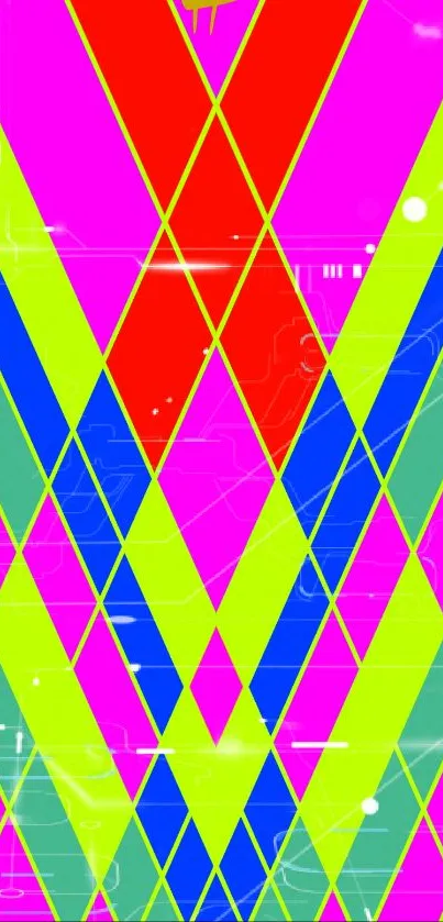 Vibrant geometric neon pattern wallpaper for mobile.