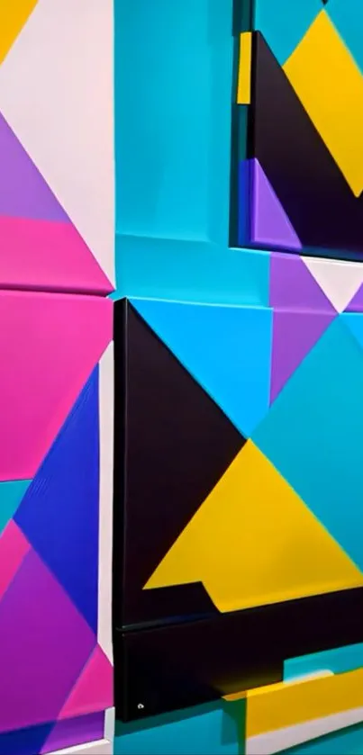 Vibrant and colorful geometric mobile wallpaper with abstract patterns.