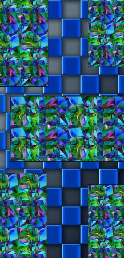 Colorful geometric mosaic mobile wallpaper with vibrant patterns.