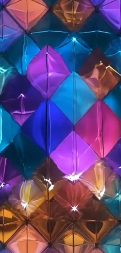 Bright geometric mobile wallpaper with colorful patterns.