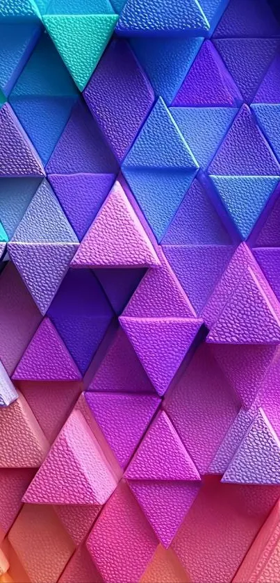 Colorful geometric wallpaper with vibrant triangles.
