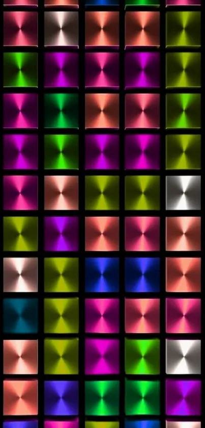 Vibrant neon squares geometric mobile wallpaper.