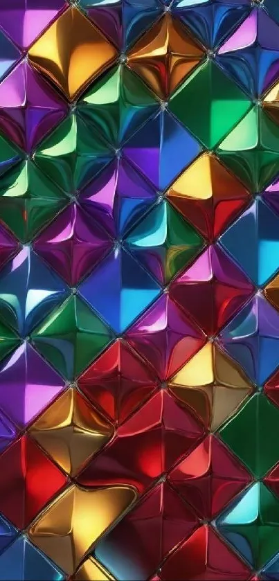 Colorful geometric wallpaper with vibrant patterns.