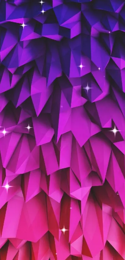 Vibrant geometric wallpaper with purple and pink abstract shapes.