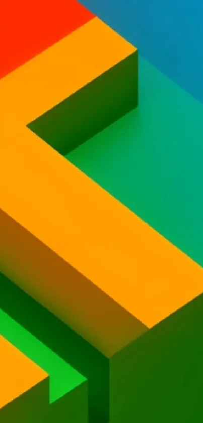 Vibrant geometric wallpaper with orange transition.