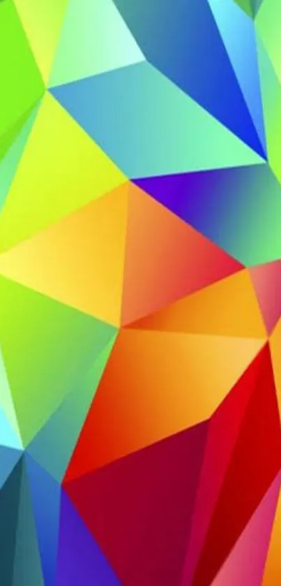 Colorful geometric pattern mobile wallpaper with vibrant polygon shapes.