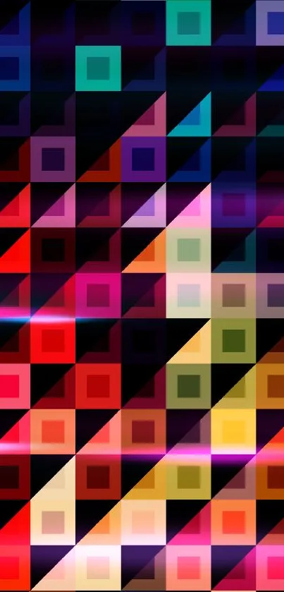 Vibrant geometric wallpaper with colorful squares