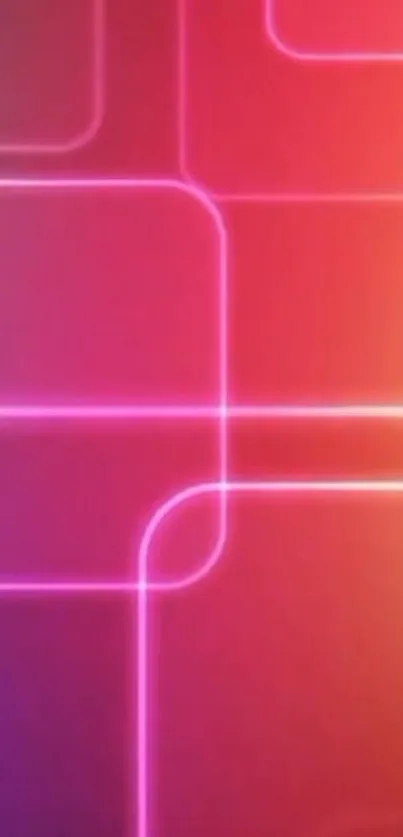 Vibrant geometric neon wallpaper with pink, orange, and purple hues.