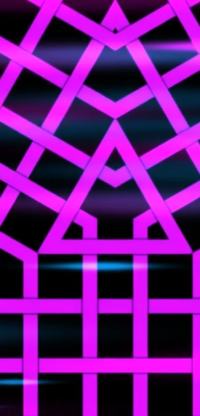 Geometric neon pink and black pattern wallpaper with vibrant design.