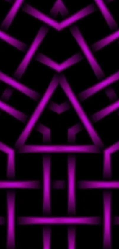 Purple geometric neon pattern wallpaper with dark background.