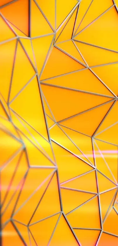 Vibrant orange geometric wallpaper with polygonal patterns.