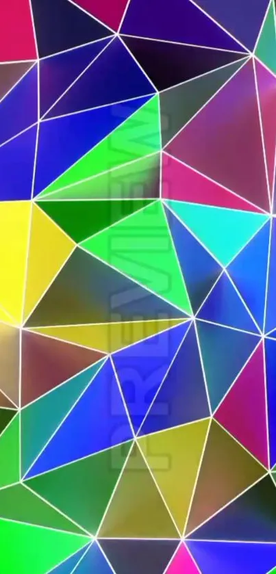 Colorful geometric triangle pattern wallpaper.