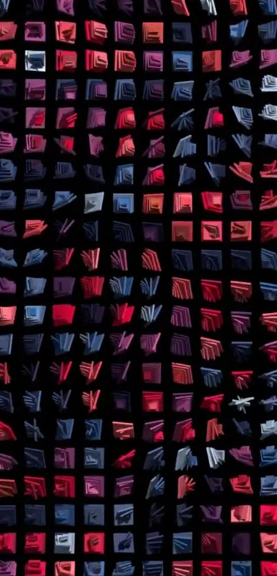 Vibrant geometric pattern with colorful squares.