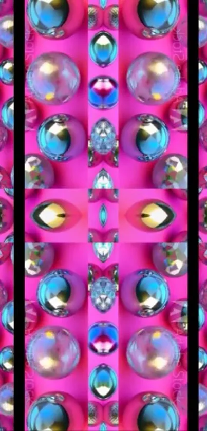 Vibrant geometric wallpaper with colorful spheres